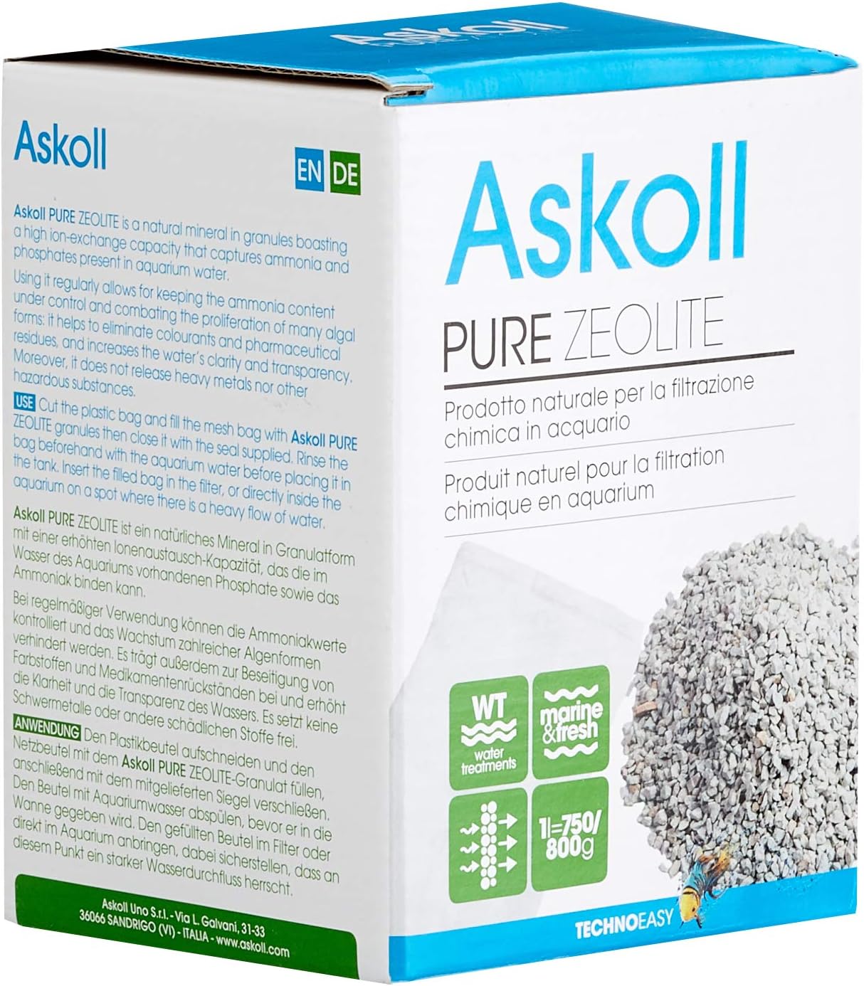 Askoll 922977 Pure Zeolite for Aquarium Chemical Filtration 1 Litre (750/800g)