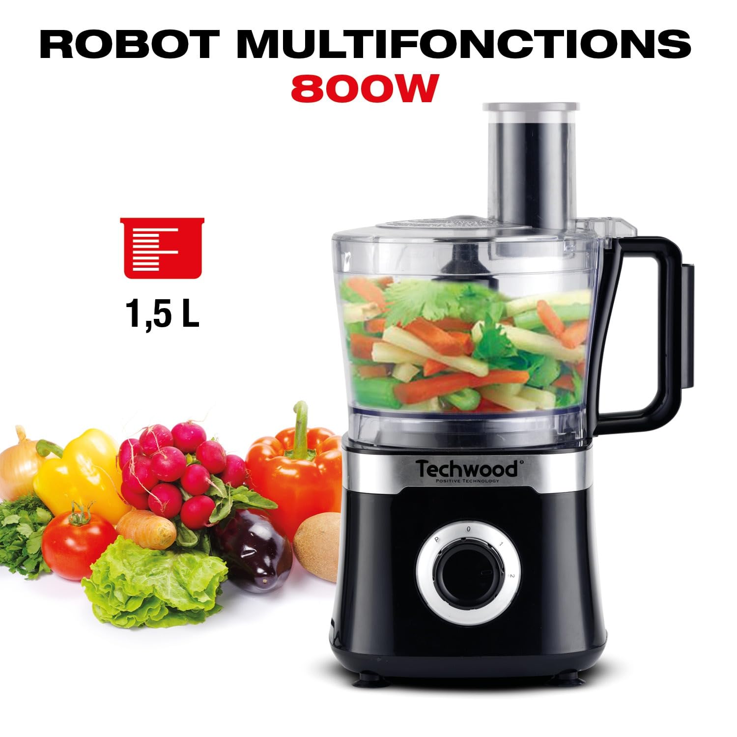 Techwood Robot Multifunzione 800 W, Nero