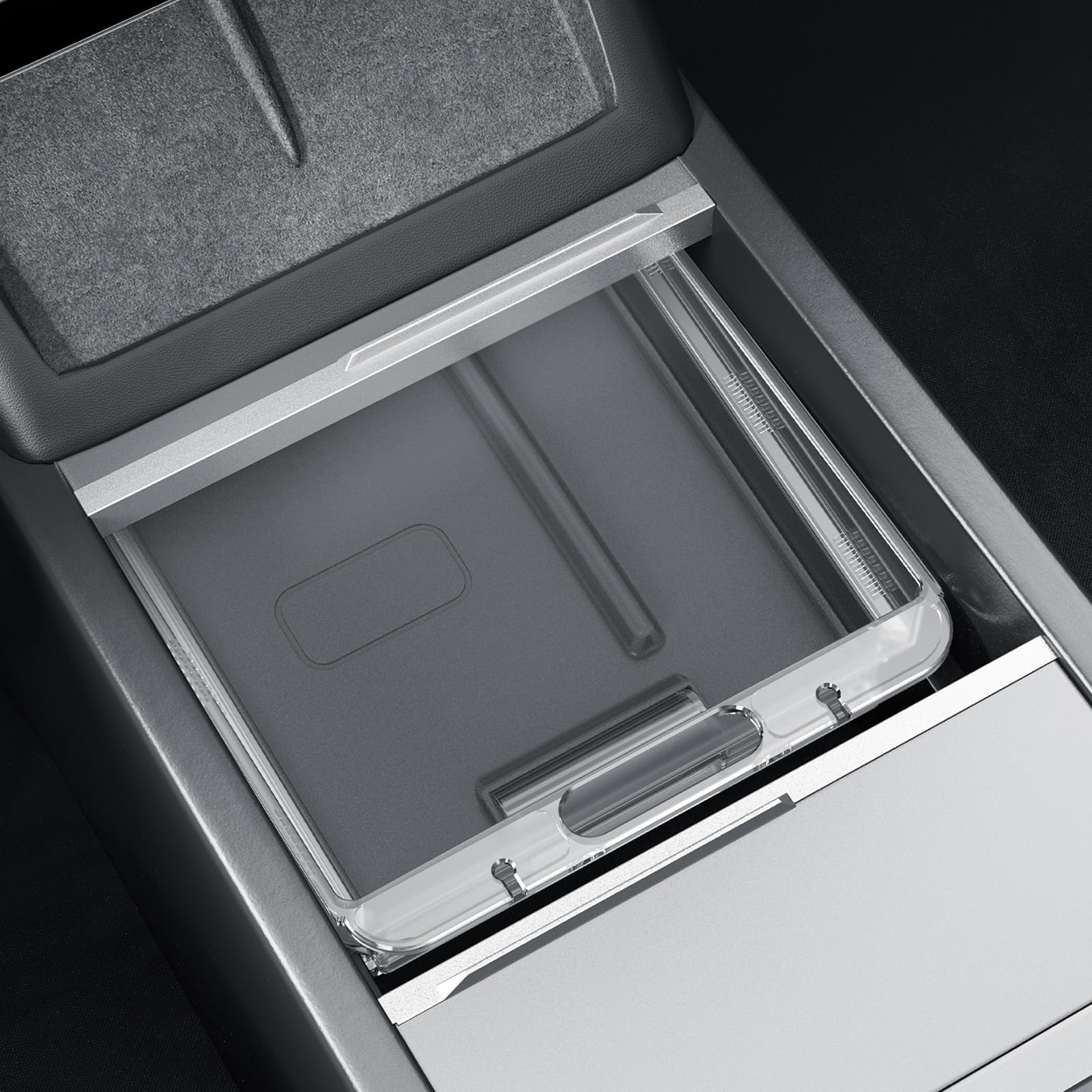 SKTU Organizer per Console Centrale, Accessorio per Tesla Model 3 Highland 2024-2026 e Y Juniper 2025 2026, Contenitore a Doppio Strato con Imbottitura per Tesla Juniper Highland Accessories