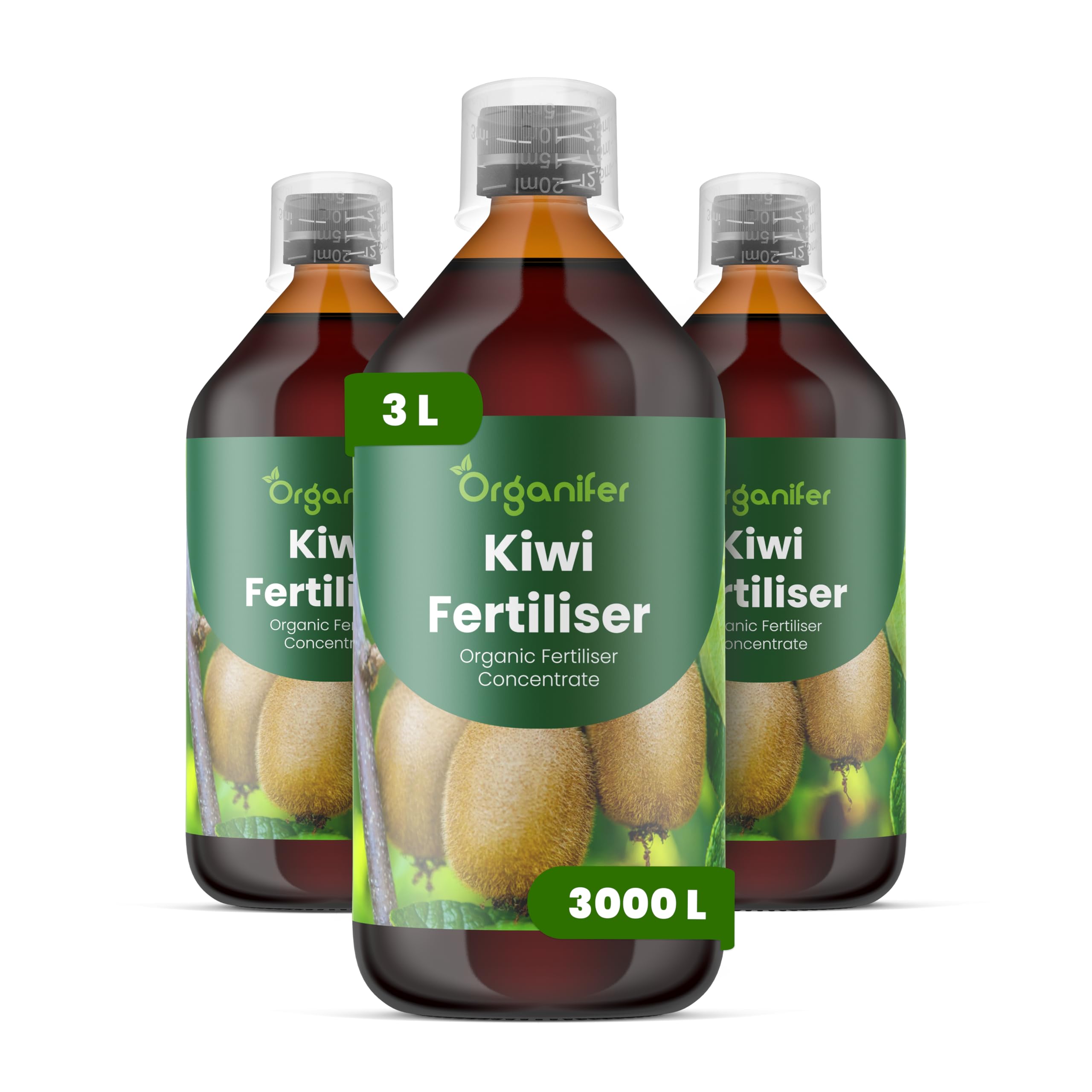 Fertilizante Líquido - 3x1L - Para Kiwi - NPK 2-1-8 | Plantas Sanas Y Desarrollo Óptimo - Organifer