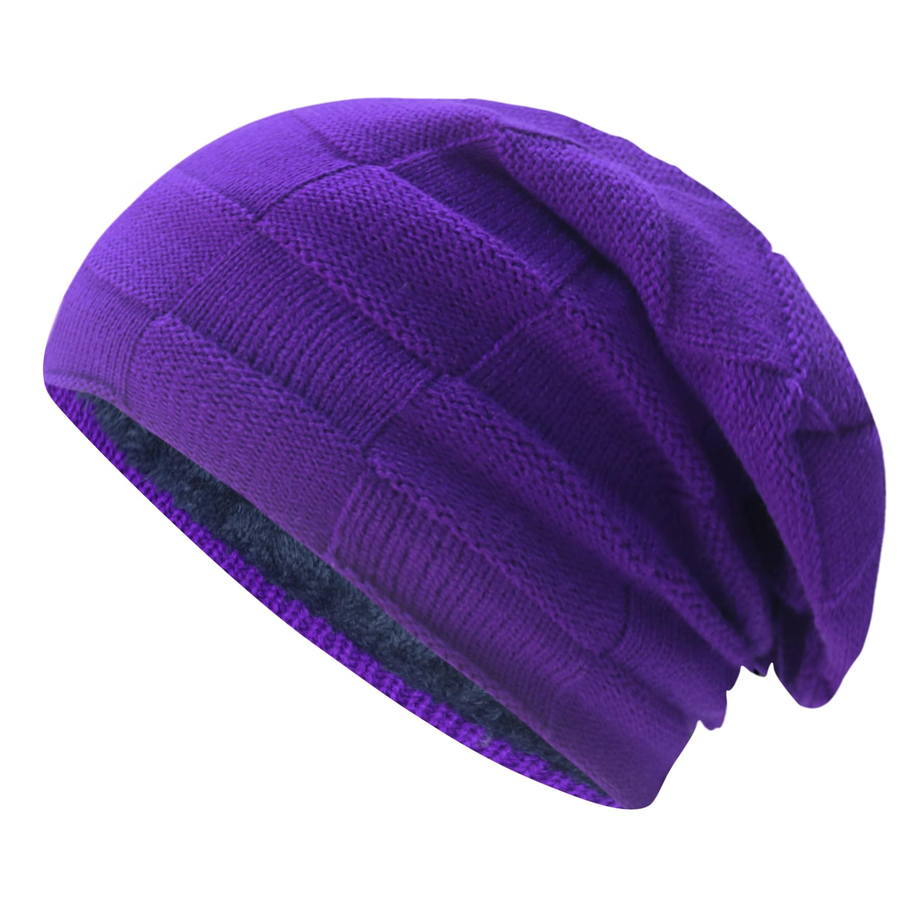 JYxingchi Slouchy Beanie Hats for Women Men Soft Thick Lined Winter Warm Beanies Knit Skull hat PureDarkpurple