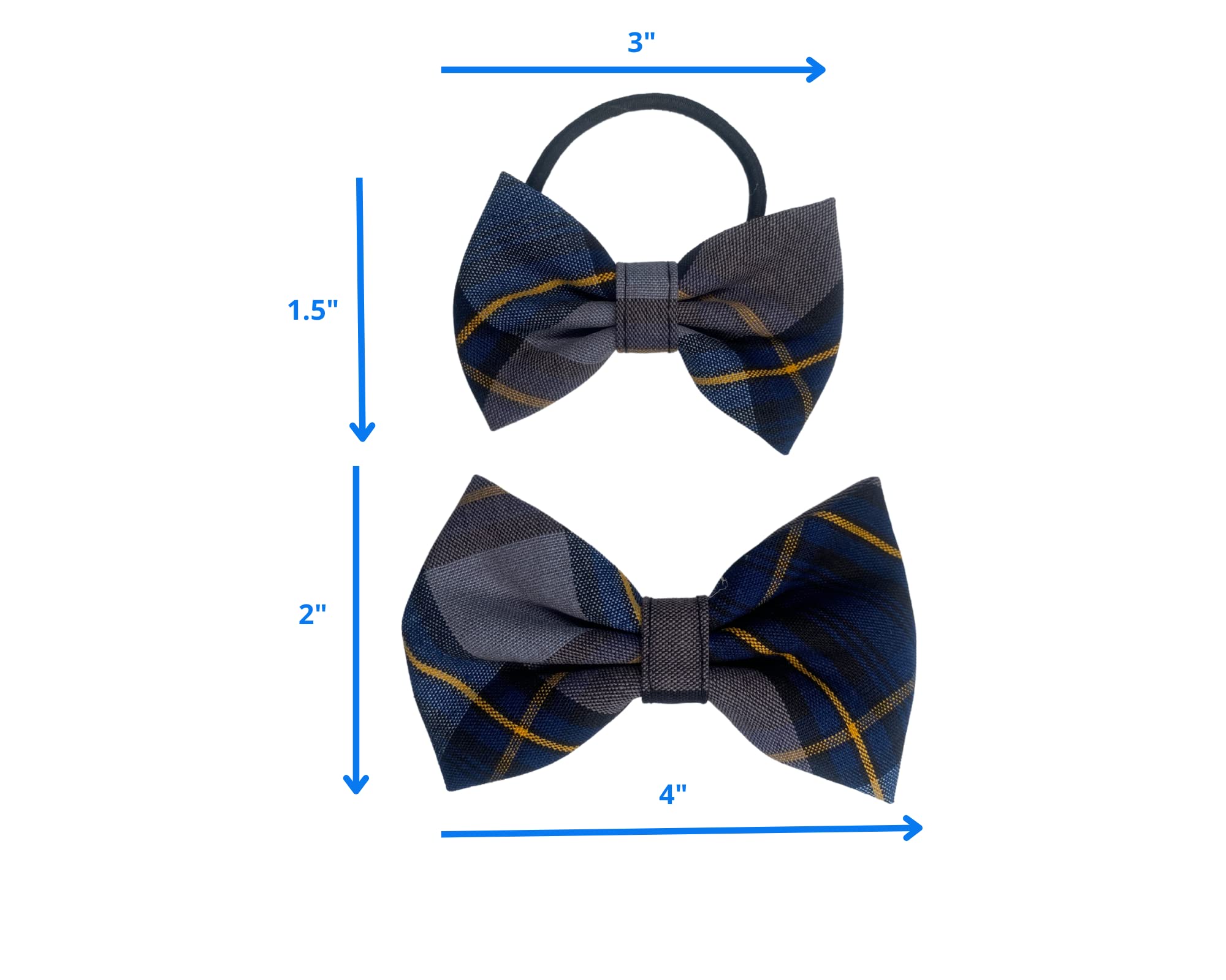 Back to School Hair Bow Tie Set/School Uniform Plaid Small Bow in Elastic Tie/Medium Bow on French Barrette/Girls/School Plaid Accessories (Plaid 57)