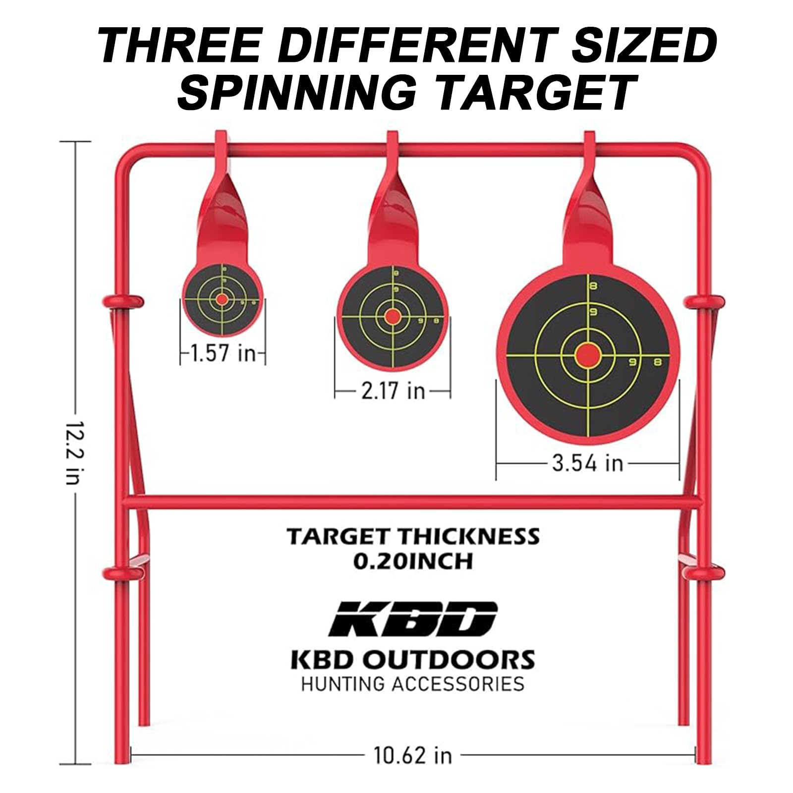 Steel Target Stand, Spinner Shooting Target Foldable Durable Steel Construction Air Strike Outdoor Enhanced Shooting Practice, with 3 Visible Floating Targets & 15-Pack Paper Targets