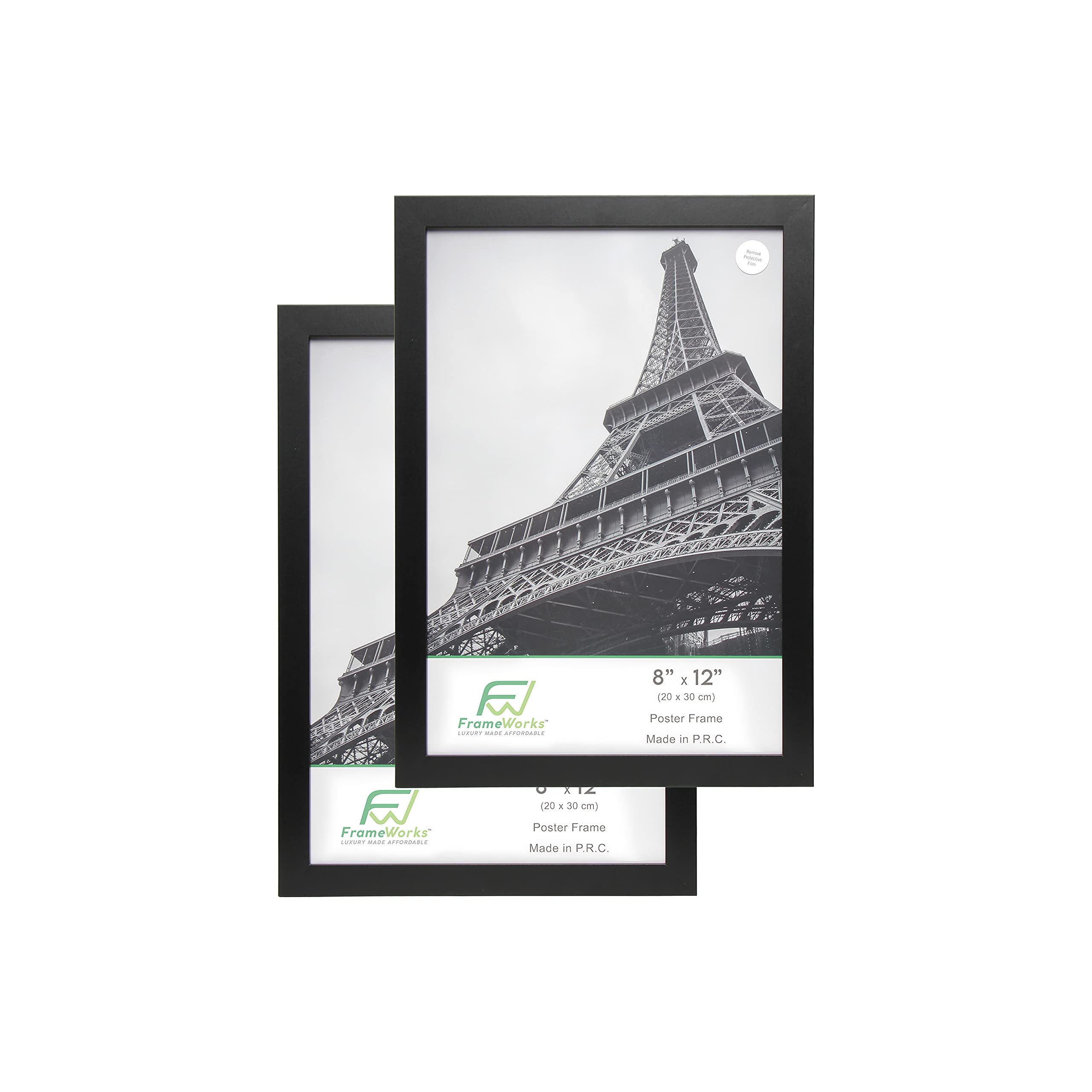 FrameWorks8” x 12” 2-Pack Black Back-Loading Wooden Poster Frame with Classic Edges
