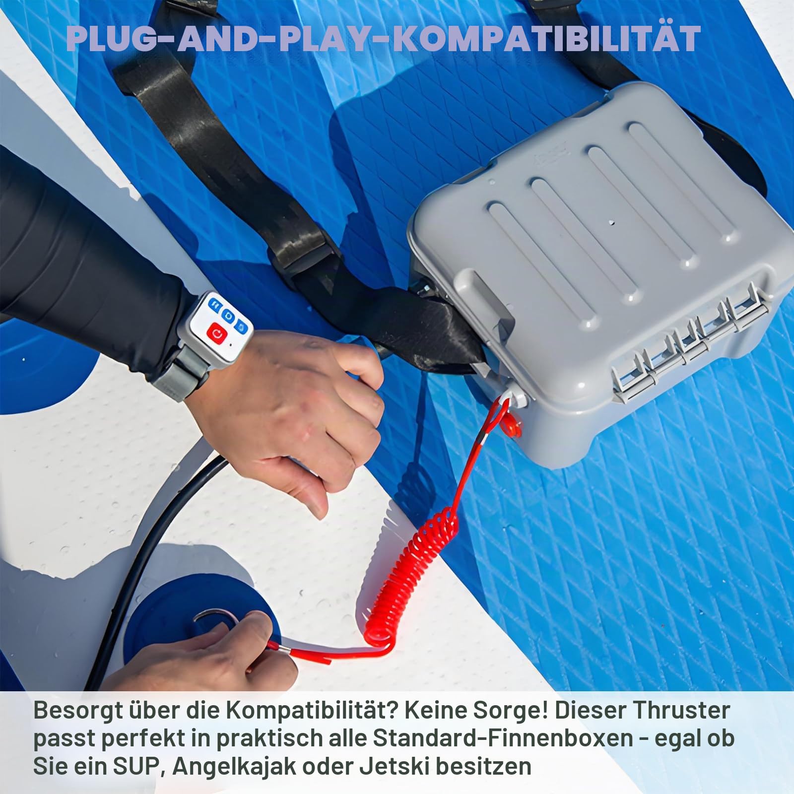 Universal Sup & Kajak Motor Elektrische Finne: 160-W-Thruster-Kit Mit Fernbedienung | 6 Kg Leicht, Geschwindigkeit 3–6 Km, 20 Km Reichweite | Pro Surfboard Unterwasser-Thruster