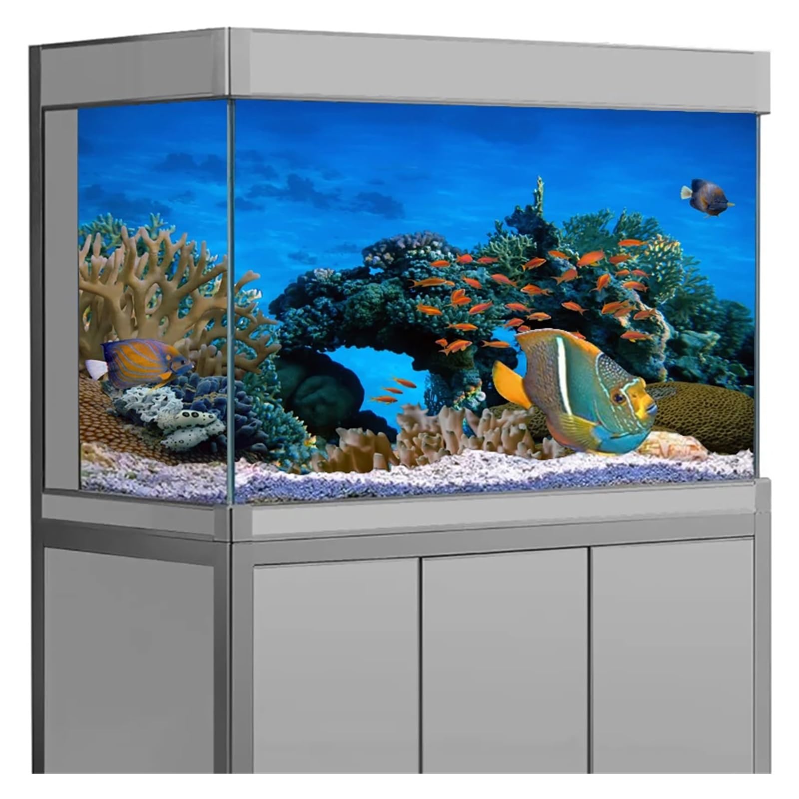 Poster Aquarium Autocollant de Fond d'aquarium, Affiche Corail sous-Marin Bleu, décoration, Papier Peint Autocollant, arrière-Plan(54x122cm)