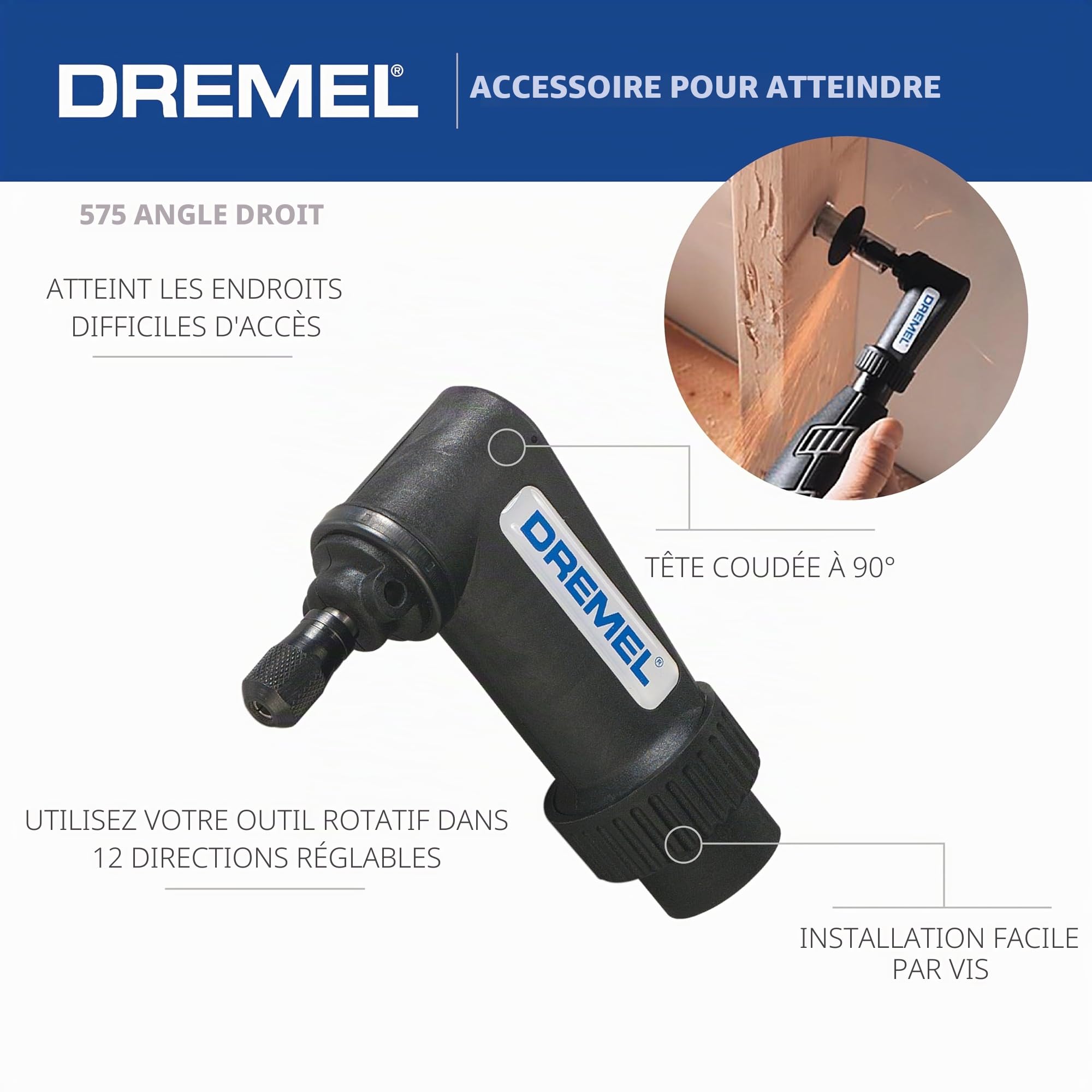 Dremel 575 Fixation à angle droit pour outil rotatif Noir