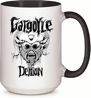 Hand Drawn Scary Looking Gargoyle Demon Monster Gift for Horror Fans 11oz 15oz Inner Color Accent Mug