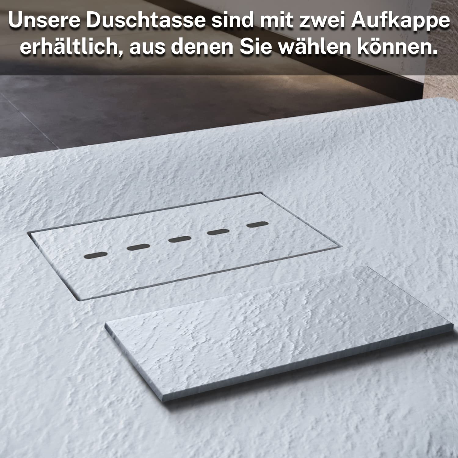 SONNI Brodzik prysznicowy 120 x 80 cm, wygląd łupka i antypoślizgowa struktura, biały, super płaski brodzik prysznicowy z syfonem