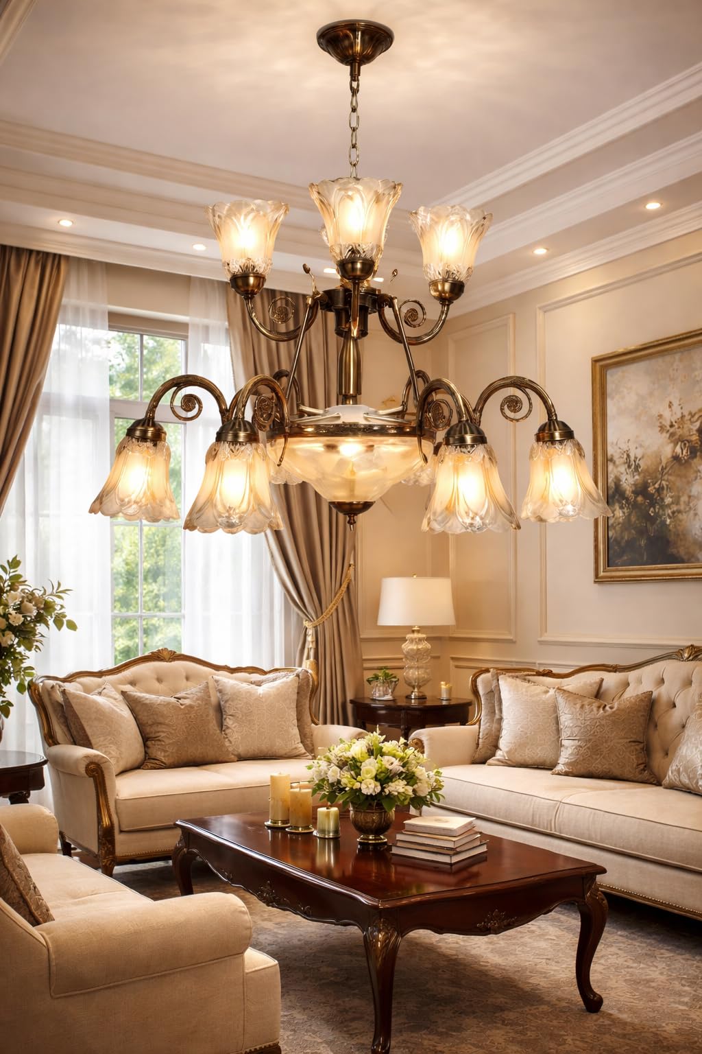 kinis Glass, Metal 12 Light Black Antique Upward or Downward Jhoomer/Chandelier/Jhoomer Hanging Light/Jhoomar Ceiling Light to Décor Home/Living Room/Office/Dining/Cafe/Restaurants (Without Bulb)-picture-16