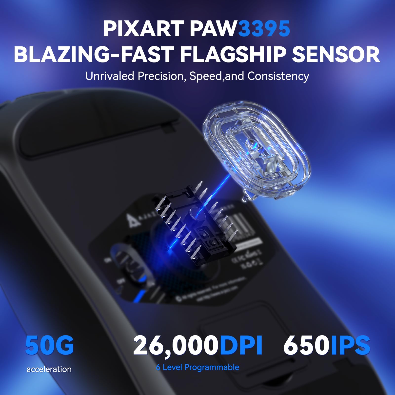 ATTACK SHARK AJAZZ AJ139PRO Ratón inalámbrico para Juegos 4K, Ultraligero (65g), Sensor PAW3395, 26000 dpi, 4KHz, 2,4 GHz/USB C con Cable, 6 Botones de Programa, batería de 700 h, PC/Mac - Negro