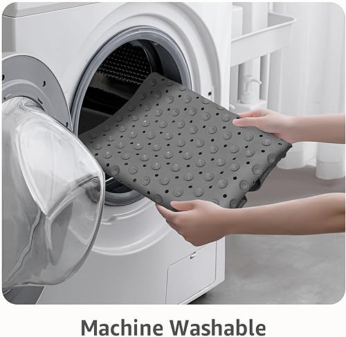 Miniatura 6 de Yolife Tapete de ducha grande para esquina, 25.6 x 25.6 pulgadas, antideslizante, con orificio de drenaje, tapete de ducha lavable a máquina, tapete