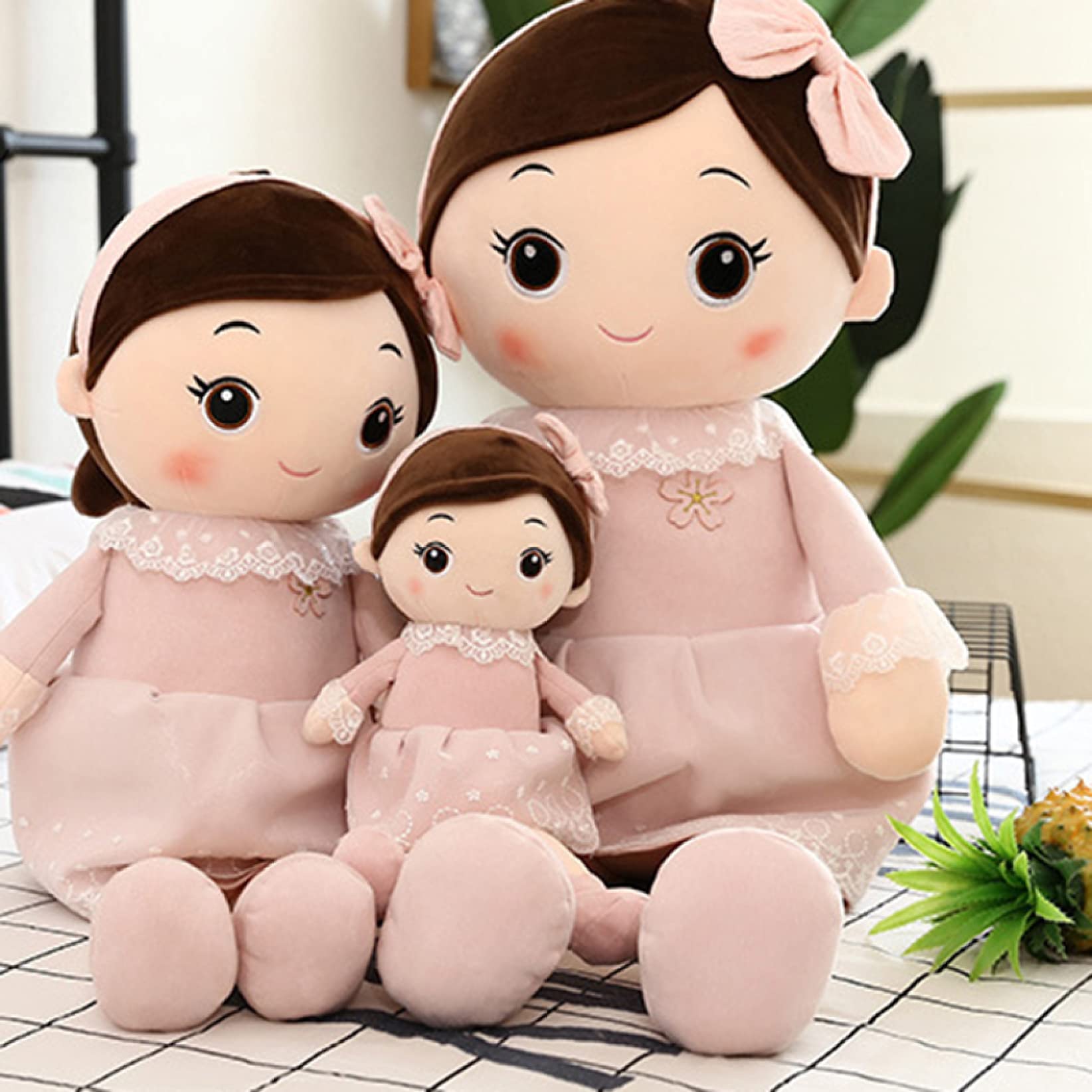 Amazon.co.jp: [qkeusf] かわいい 女の子 人形 蝶結び ぬいぐるみ 50cm