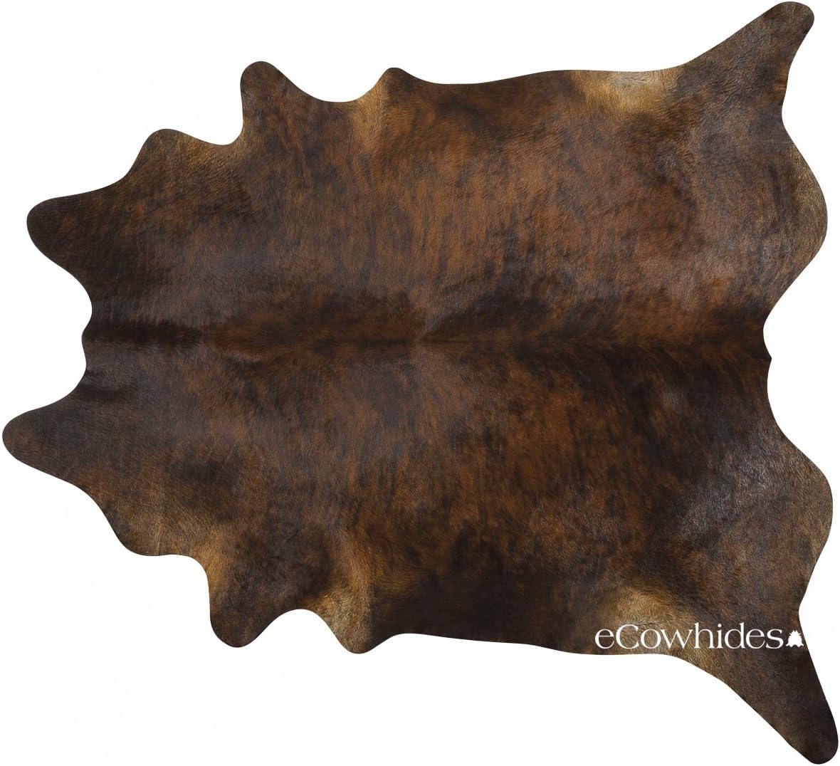 Dark Brindle Brazilian Cowhide Area Rug, Cowskin Leather Hide for Home Living Room (XXL) 8 x 7 ft