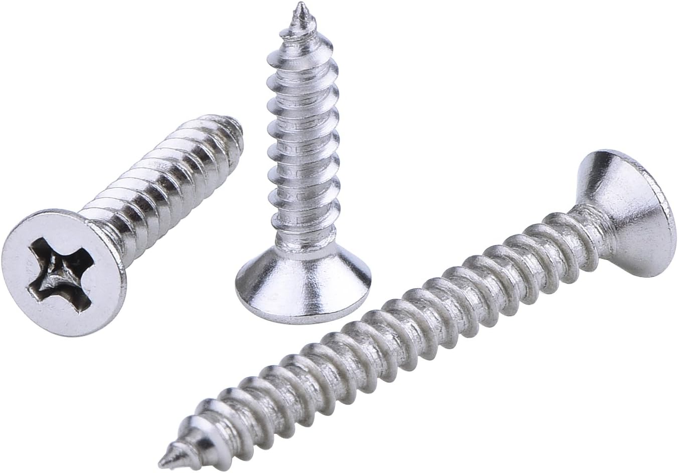 eBoot Stainless Steel Wood Screws Phillips Flat Head Screws Self Tapping Screws, 3 Sizes, 150 Pieces