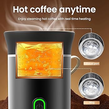 Eznaobo Máquina de café portátil, 3 en 1 cafetera espresso eléctrica portátil, 12 V espresso cafetera recargable, para oficina, viaje, casa, compatible con cápsulas K-Cup y café molido (green)5