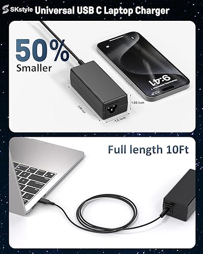 Miniatura 8 de 45W USB C Laptop Charger Replacement for HP Chromebook 14 13 11 G5, Envy x360, Spectre x360 13 15, EliteBook 840 G3 G5-8.8FT Type C Fast Charging