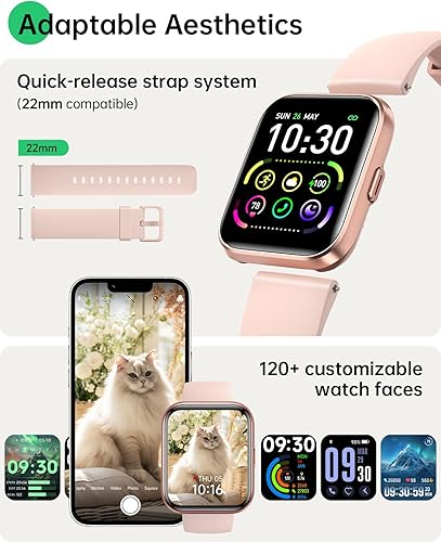 Miniatura 7 de WMK Relojes inteligentes para mujer, Alexa integrado, pantalla de 1.83 pulgadas, reloj inteligente compatible con iPhoneAndroid (respuestahacer