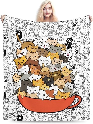 Miniatura 2 de Manta de franela suave y ligera para amantes de los gatos, cumpleaños, Navidad, 50 x 40 pulgadas