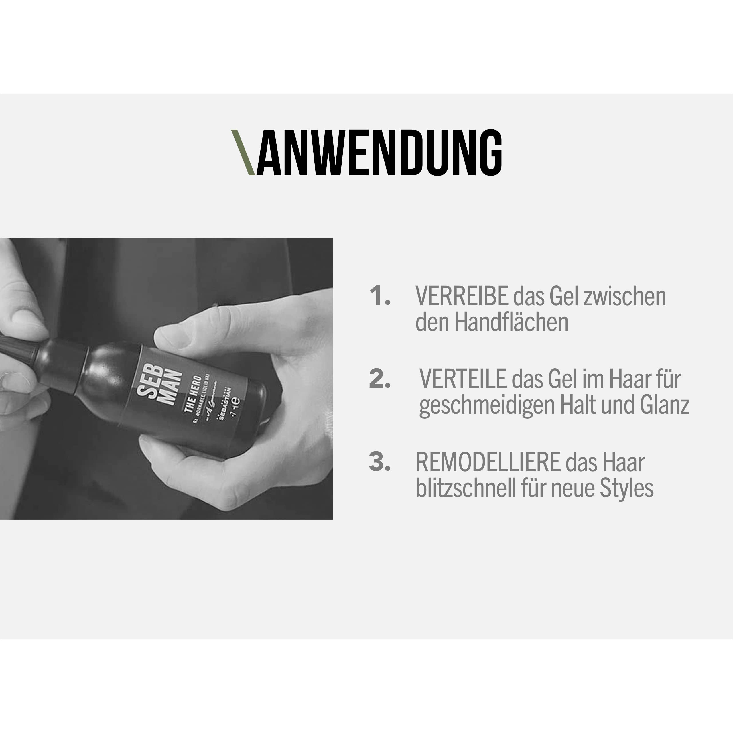 SEB MAN THE HERO – remodellierbares Haargel mit starkem Halt bis zu 24h – Styling Gel mit glänz