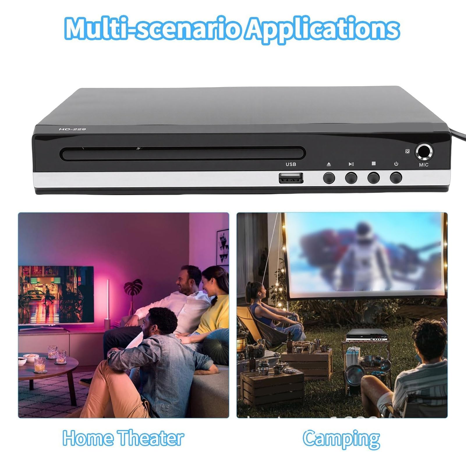 Tosuny Lettore DVD HDMI per TV Senza Regione, Lettore DVD HD 1080P con Telecomando e Porta HDMI/AV/USB, Riproduce di Tutte le Regioni e Multiformato, Compatibile con PAL/NTSC (BLACK)