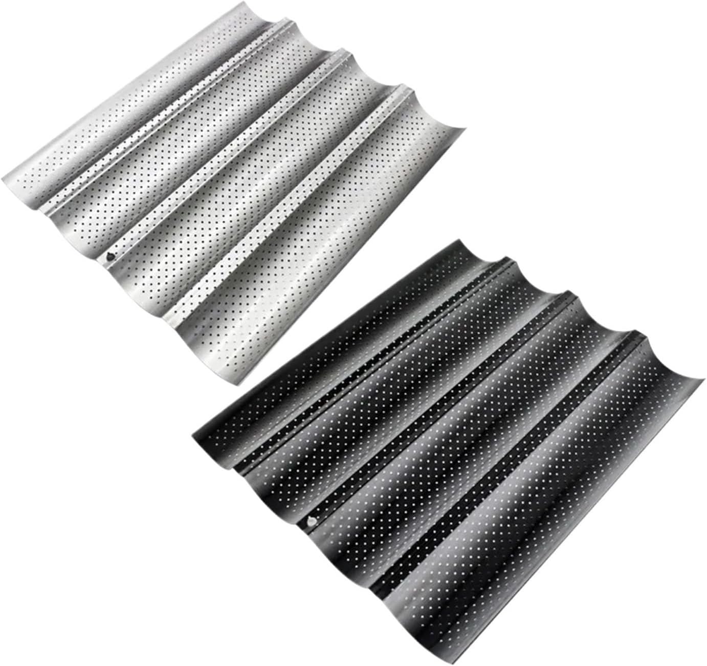 2/3/4pcs Non-Stick Bread Pans Baking utensils Tray Pastry Tools Loaf Baguette Mold Loaves(Black,4 loaf)