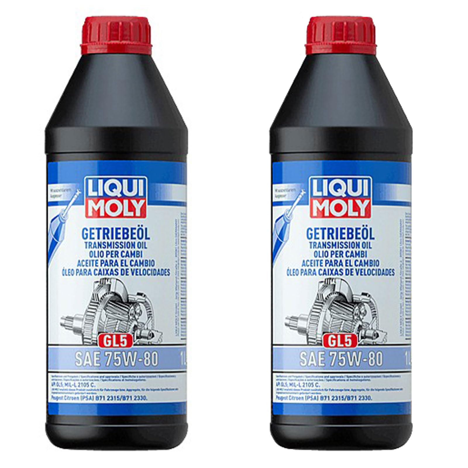 LIQUI_MOLY 3658 KIT PROMO 2 LITRI OLIO SPECIFICO PER CAMBIO MANUALE O AUTOMATICO 75W80 AD ALTE PRESTAZIONI. API GL5, MIL-L 2105 C AD ALTE PRESTAZIONI. SPECIFICO PER GRUPPO PSA B71 2315/B71 2330