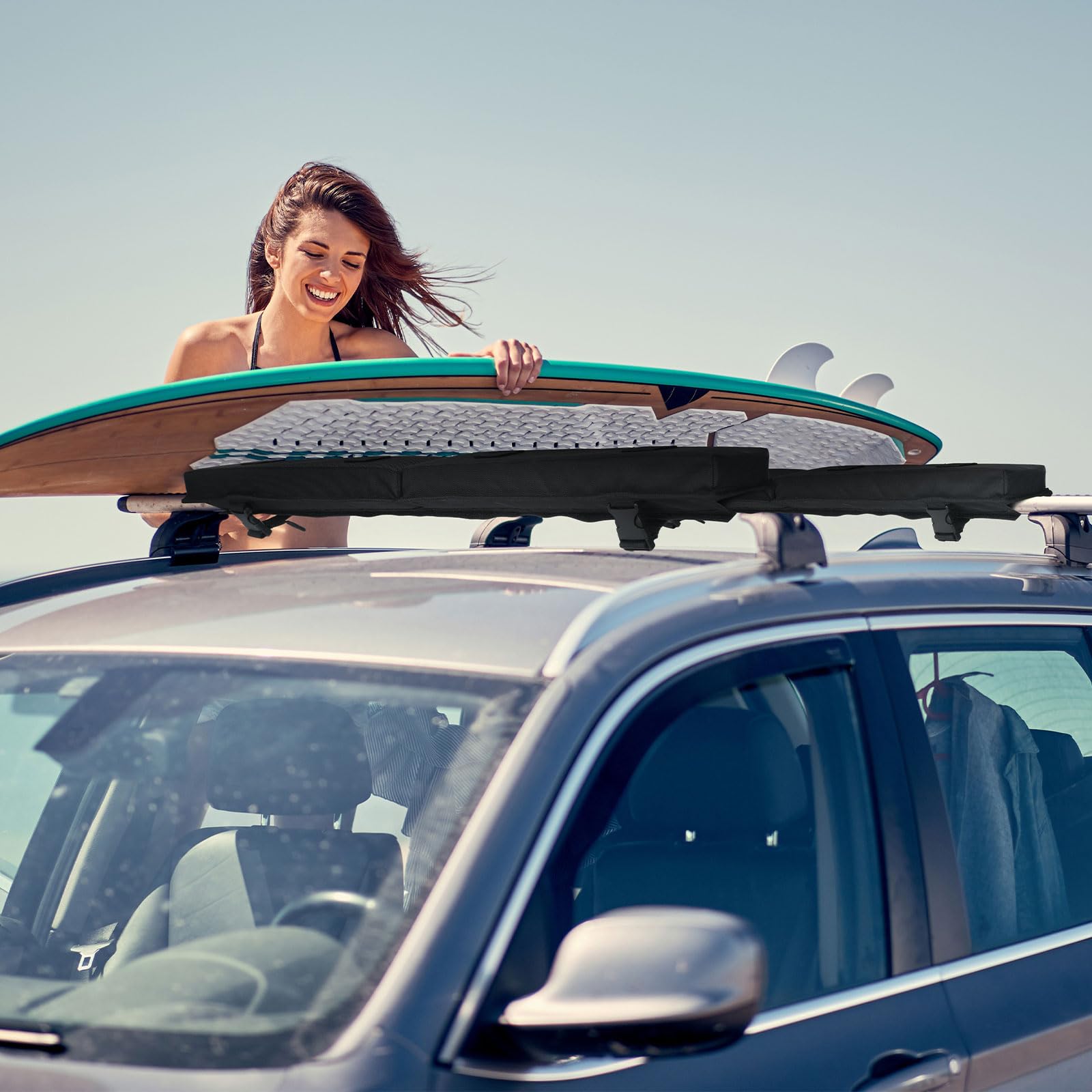 Windsurf Racks Universal Soft Roof Rack Pads Kayak Carrier Surfboard Windsurfing Car ...