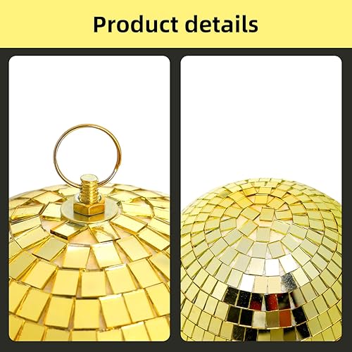 Miniatura 20 de Bola de discoteca de espejo colgante de 8 pulgadas: bolas de discoteca plateadas, bola de espejo con anillo colgante para decoración de fiestas