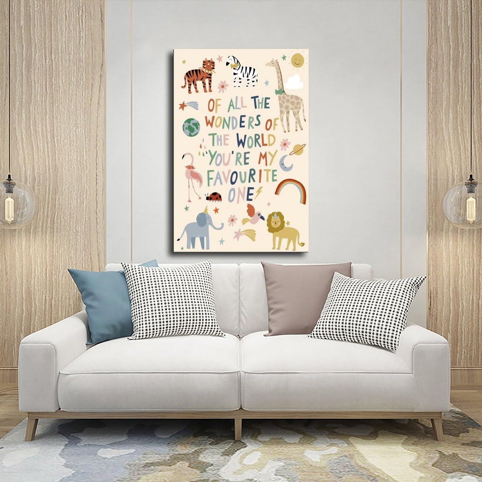 Poster sur toile avec motifs de l'alphabet de A à Z - Thème éducatif - Décoration de chambre à coucher, bureau, chambre - Cadeau - 40 x 60 cm