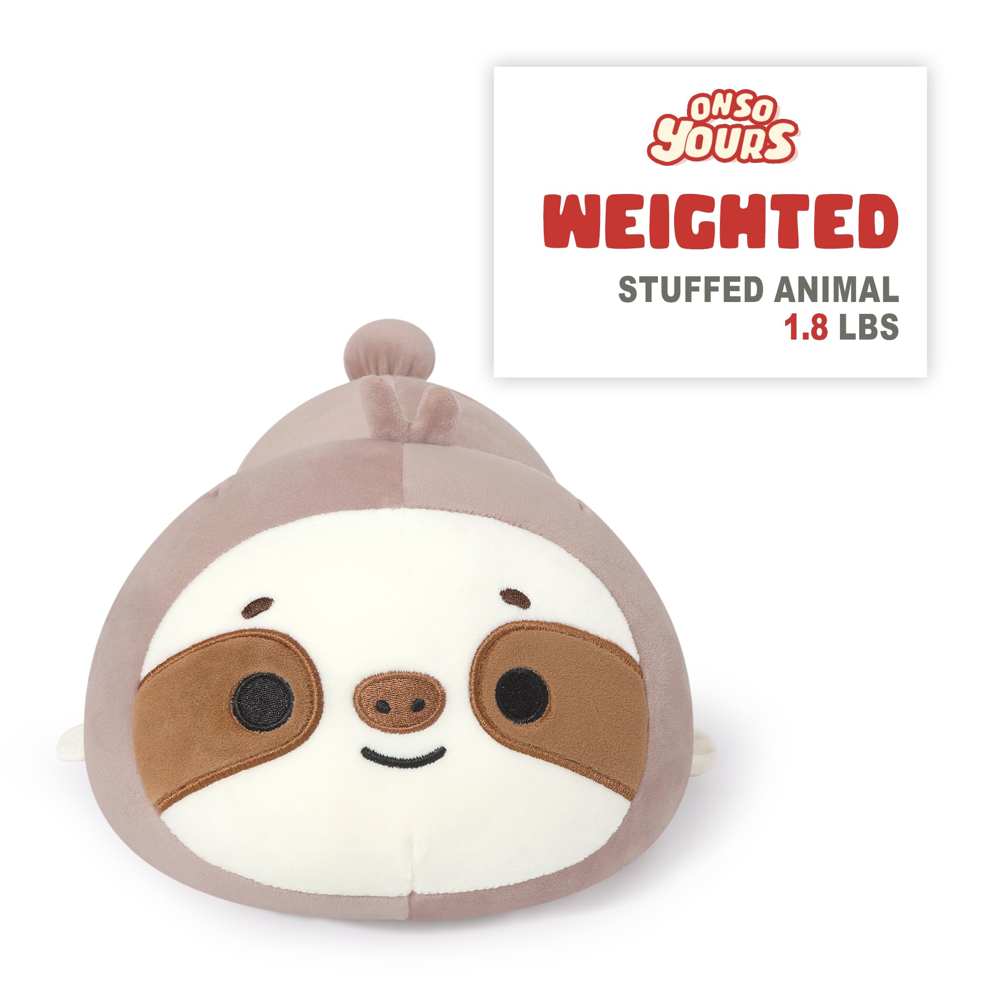 Onsoyours Original beschwertes Faultier-Plüsch, niedlich, 35,1 cm, 0,8 kg, umarmendes Faultier, weiches Sammlerstück, Plüschkissen, Spielzeug, Geschenk für Kinder und Erwachsene