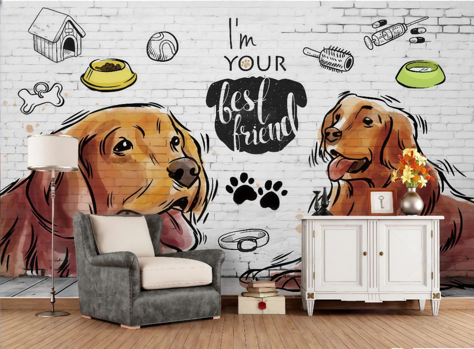 Papel Pintado Pared De Ladrillo Retro Letras Pintadas A Mano Tienda De Mascotas Bar Bebidas Tienda De Bocadillos Pared De Fondo Restaurante Occidental Papel Tapiz Café Mural,3D,200x140cm