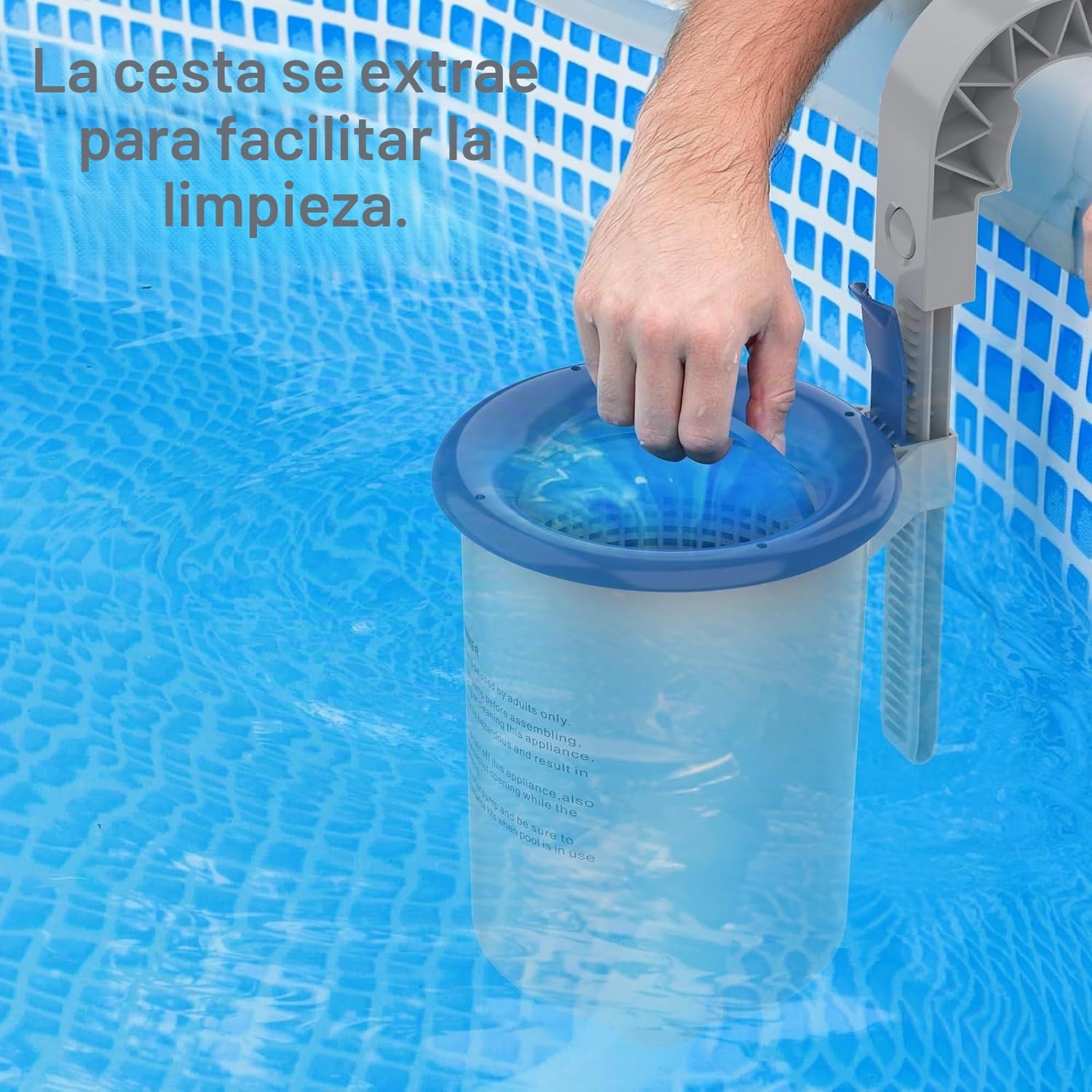 POOLAZA Skimmer Piscina Desmontable, Recoge Hojas, Cesta Extraíble | Material Resistente, Ajustable en Altura, para Piscinas Metálicas e Hinchables, Fácil Instalación