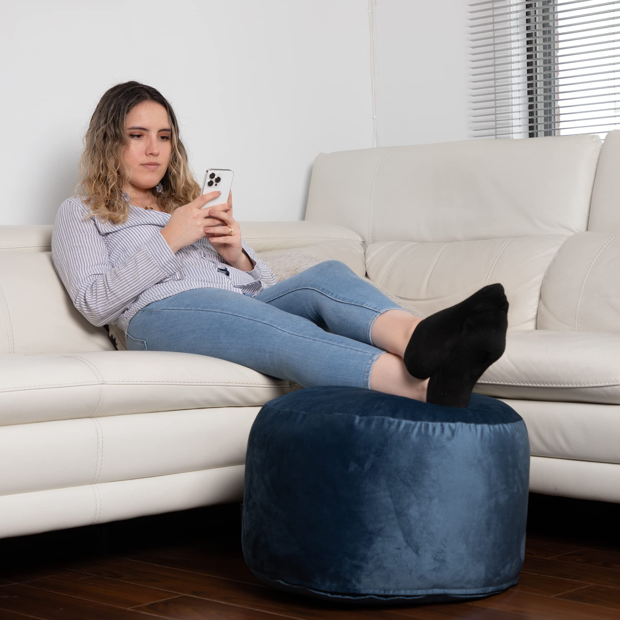 Gouchee Home Belgique Round Velvet Pouf/Ottoman/Footstool- 20