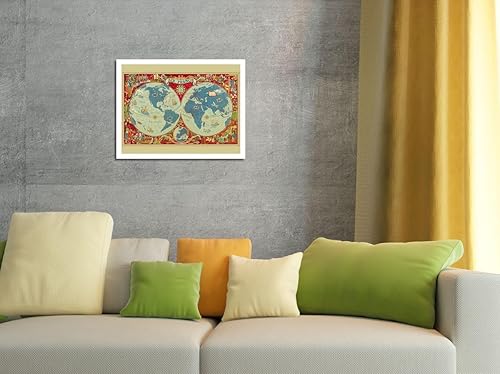 Miniatura 4 de Mapa del mundo Planisferio - Francia - Póster vintage de viaje por Lucien Boucher c.1950 - Impresión artística maestra (sin marco) 12 x 18 pulgadas