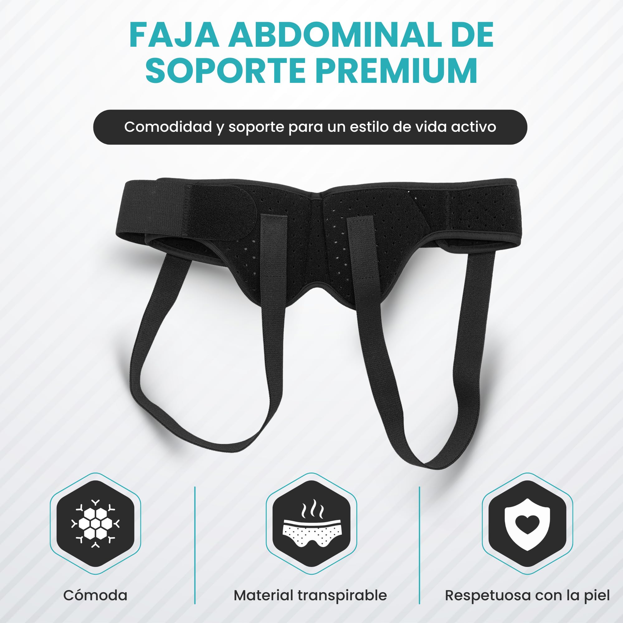 BeFit24 Cinturon Hernia Inguinal Hombre | 2 Almohadillas Silicona | Cinturon Hernia Inguinal Ajustable XL | Faja Hernia Braguero Discreto Bajo Ropa Soporte Ajustable 96–120 cm