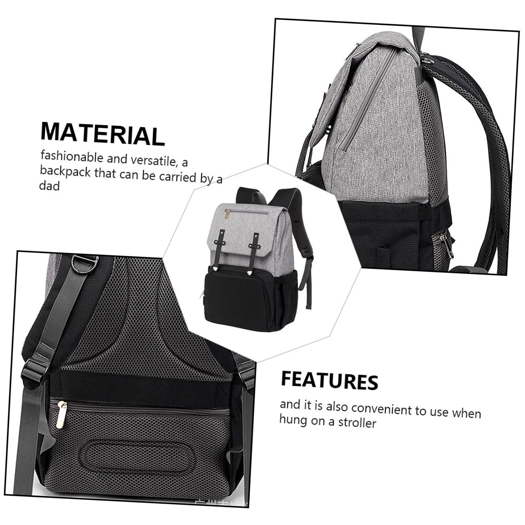 Toddmomy Multifunktionaler Wickelrucksack und Doppelten Schultertaschen aus Oxford Stoff mit Großer Kapazität für Einkauf und Reisen