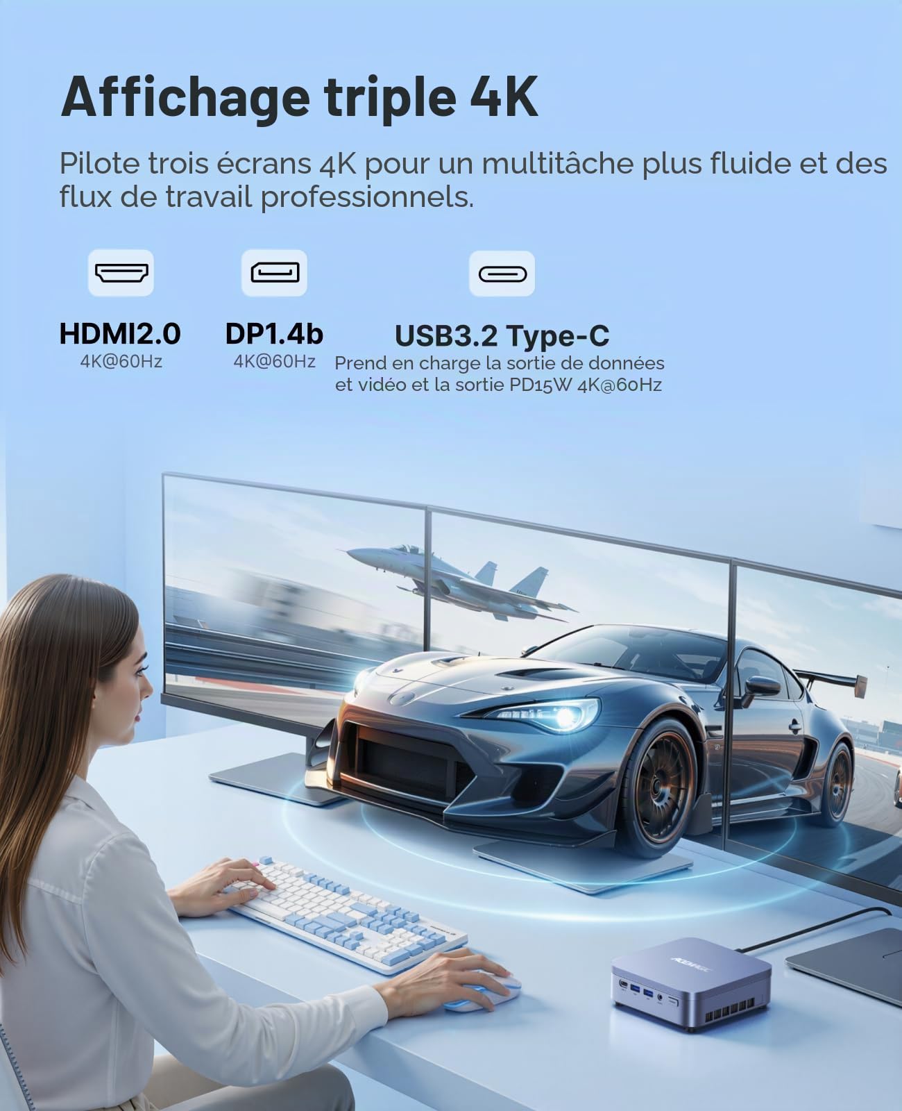 ACEMAGIC M5 Mini PC Intel Core i7-14650HX jusqu'à 5,2 GHz, 32Go RAM 1T SSD | Win11 Pro, Intel UHD Graphics,Triple Affichage 4K,WiFi 6E,BT 5.2, Mini Ordinateur pour le rendu 3D et la création de contenu
