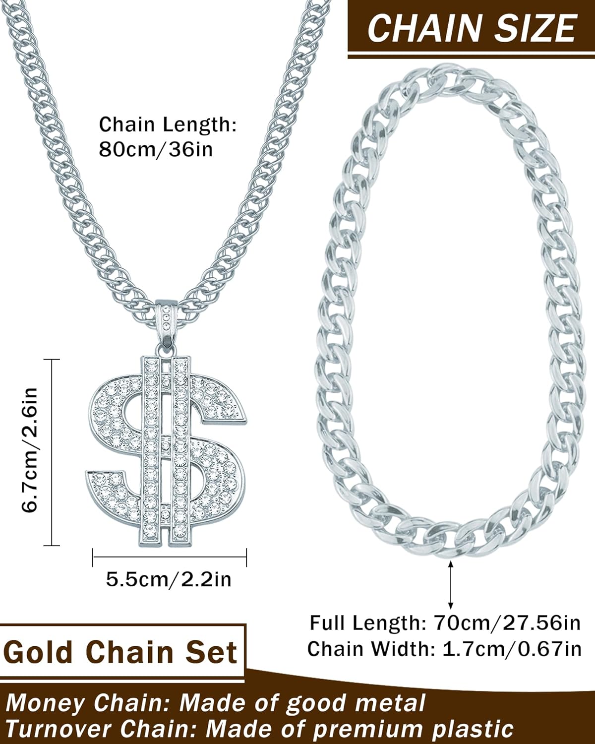 5 Pack Hip Hop Costume Kit Rapper Accessories 2000s 80s 90s Outfit Fake Gold Chain Sunglasses Ring Hat for Rapper - Image 2