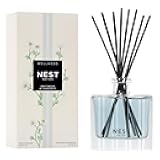 NEST New York Reed Diffuser, Driftwood & Chamomile - 5.9 fl oz - Fragrance for Up to 90 Days - Reusable, Refillable Glass Holder - Includes 8 All-Natural Reed Sticks - Flame Free