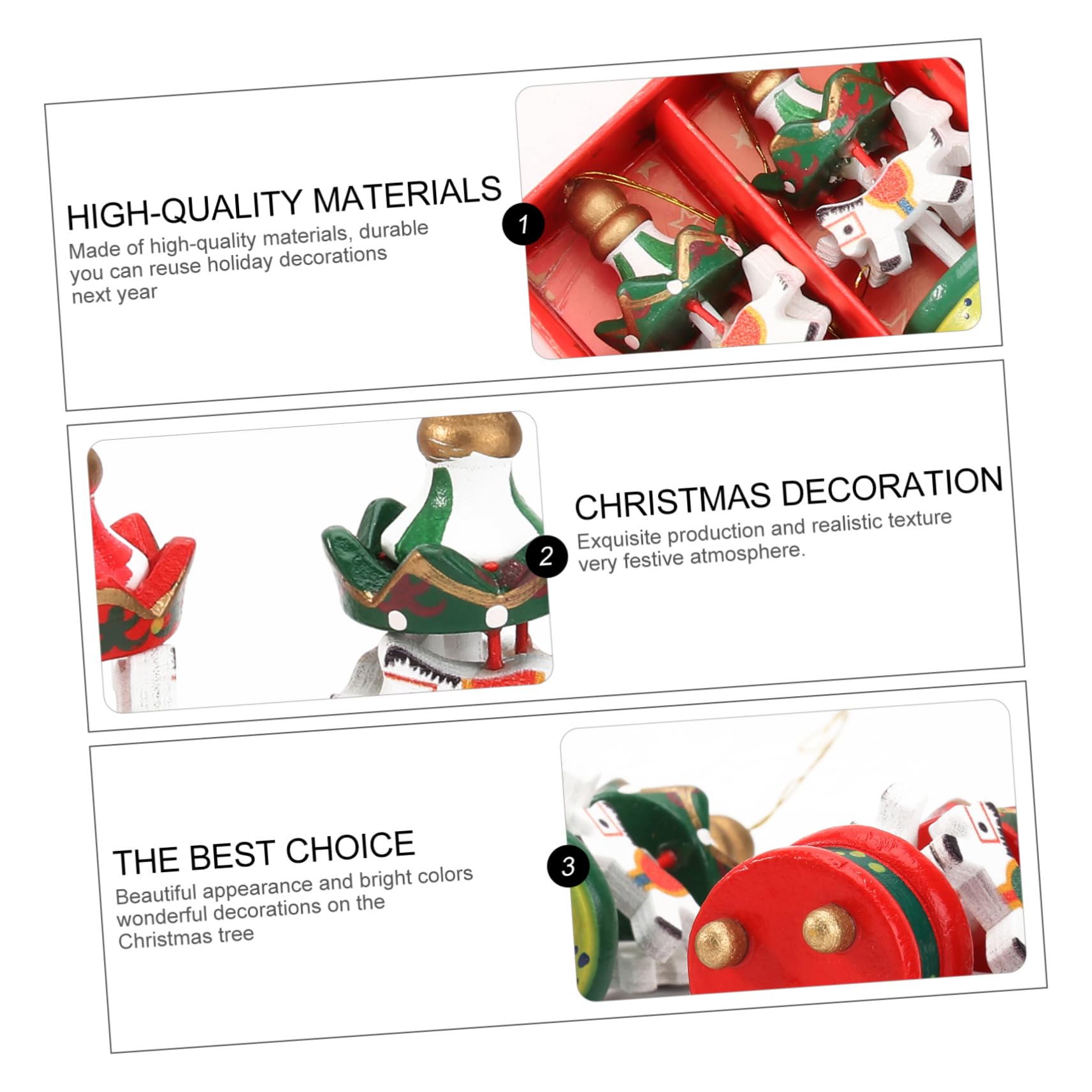 OUNONA 18stücke Holzpendel Weihnachtsbaum Dekoration Cartoon Merry-go-Round Für Festliche Anlässe Für Weihnachtsfeiern Und Kreative -projekte
