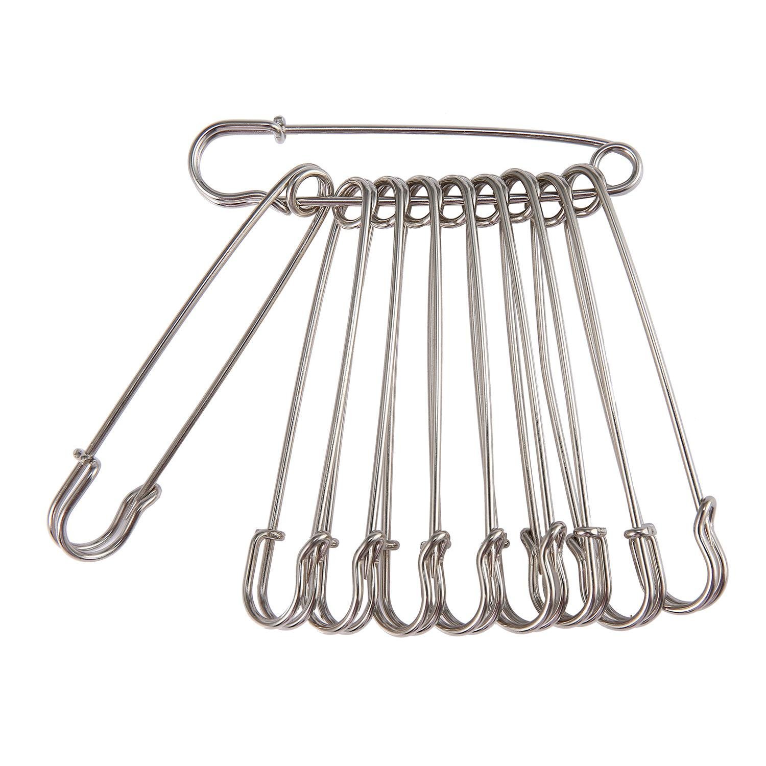 Fat-Catz-Copy-Catz Unisex Silver 1X Large Steel Safety Pin Brooch Pin For Blankets Skirts Kilts Crafts-Bright 2.5"