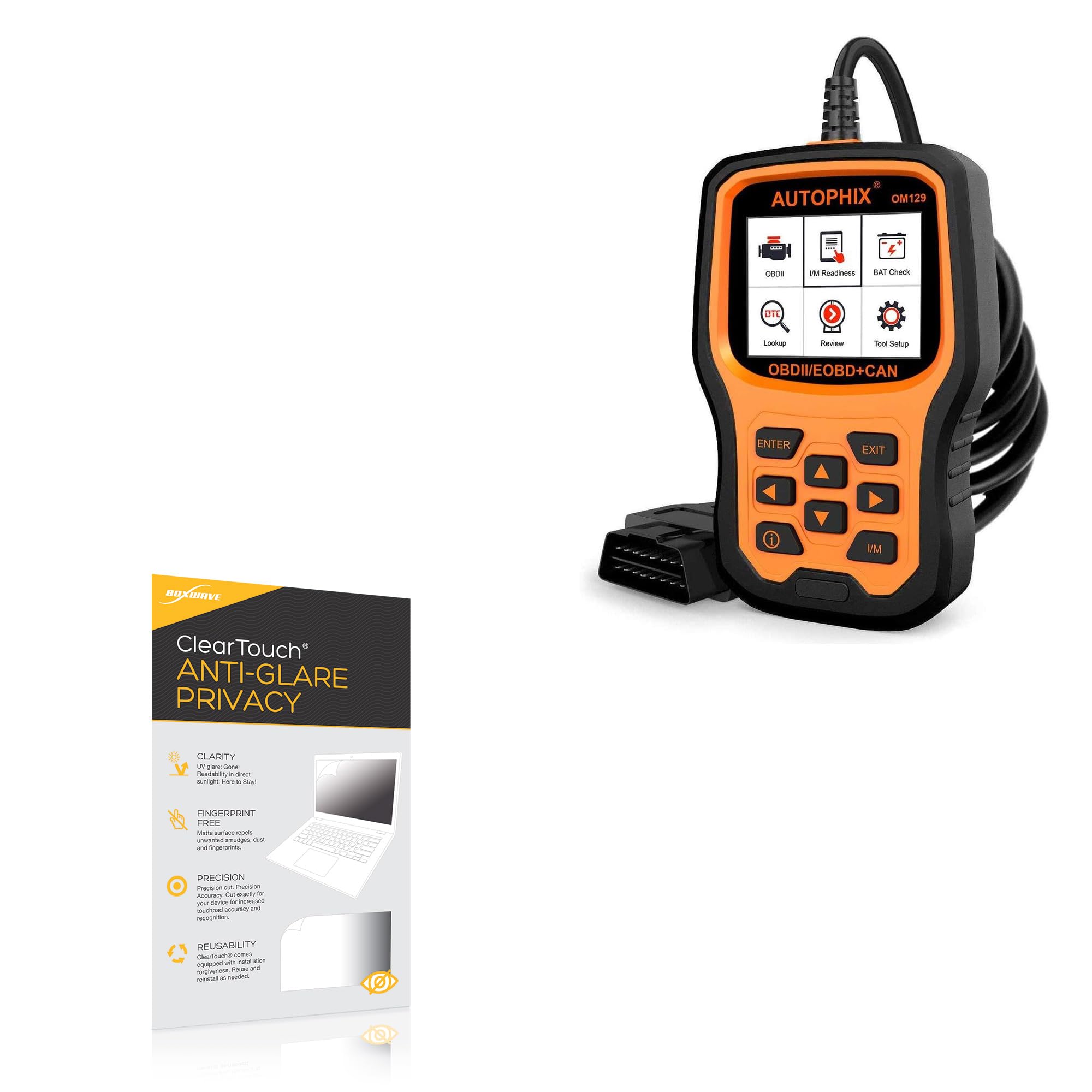 BoxWave Screen Protector Compatible with Autophix OM129 - ClearTouch Anti-Glare Privacy (2-Pack), Privacy Screen Protector Flexible Film Anti-Glare