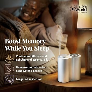 800 Sq Ft Waterless Diffuser for Essential Oils, Aroma Infinity Silver Portable Aroma Atomizer for Room Fragrance, Home Scent Machine, Air Aromatherapy Oil Diffusers