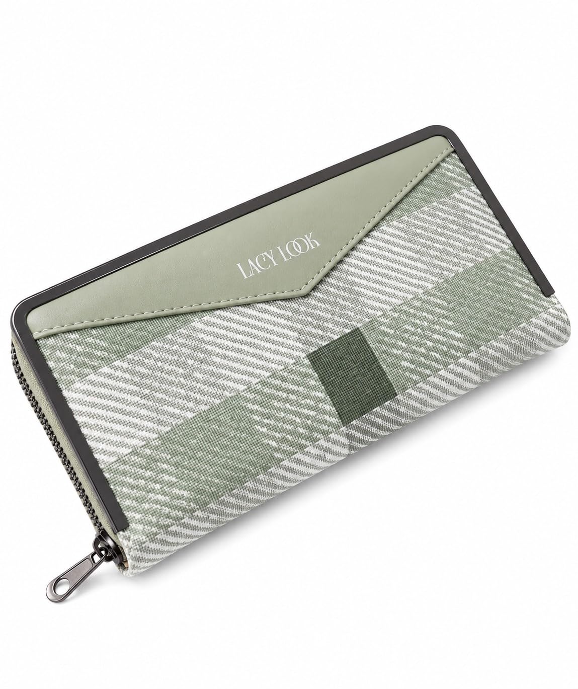 Classic Beige Check Wallet for Women | Fashionable Everyday Clutch | Multi Pocket Organizer (Green Mint)-image-15