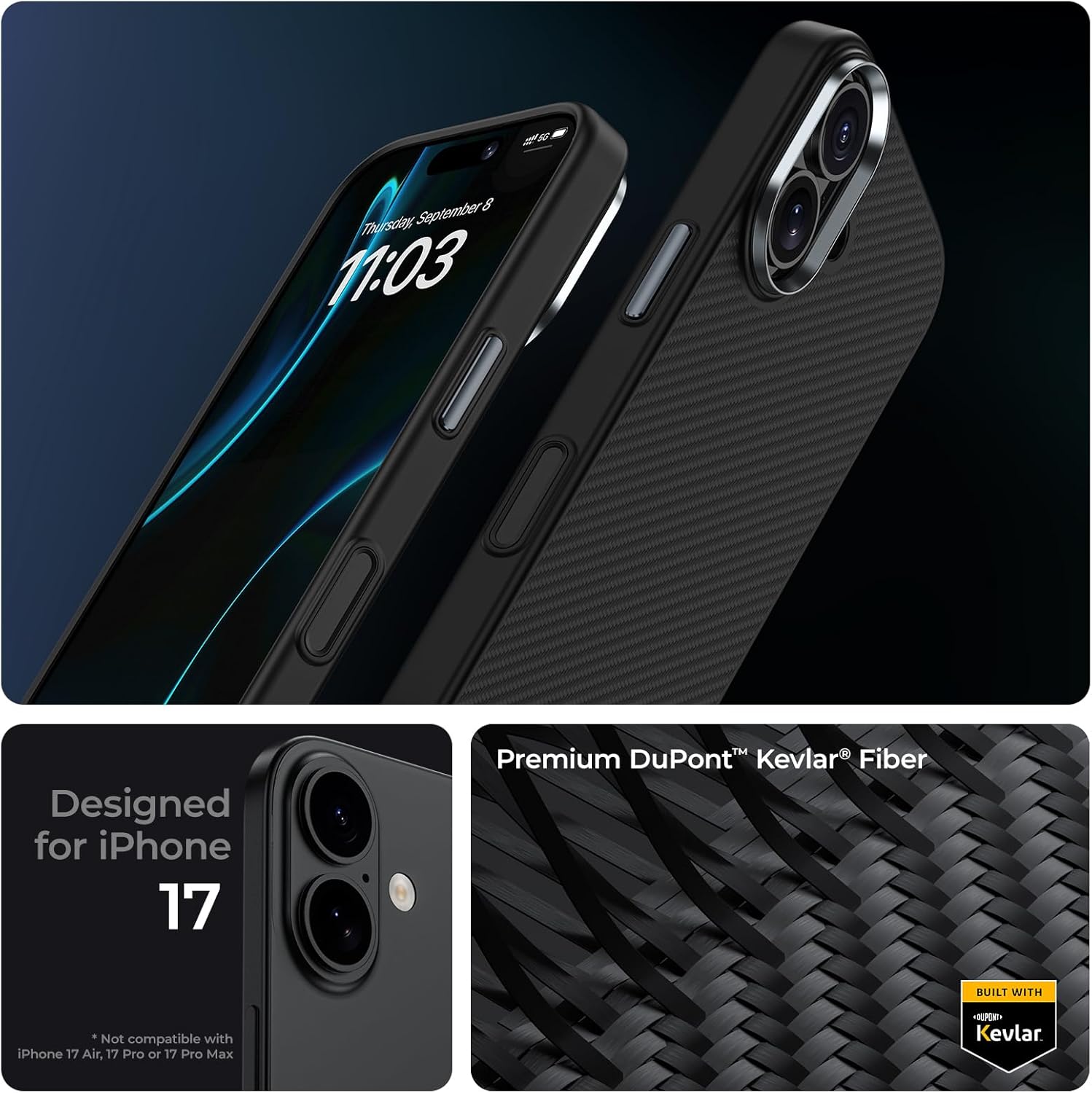 BENKS ArmorPro Case for iPhone 17 with Camera Control Button, [Compatible with Magsafe] Military Grade Protective Case Built with Dupont Kevlar 600D Aramid Fiber - Image 2