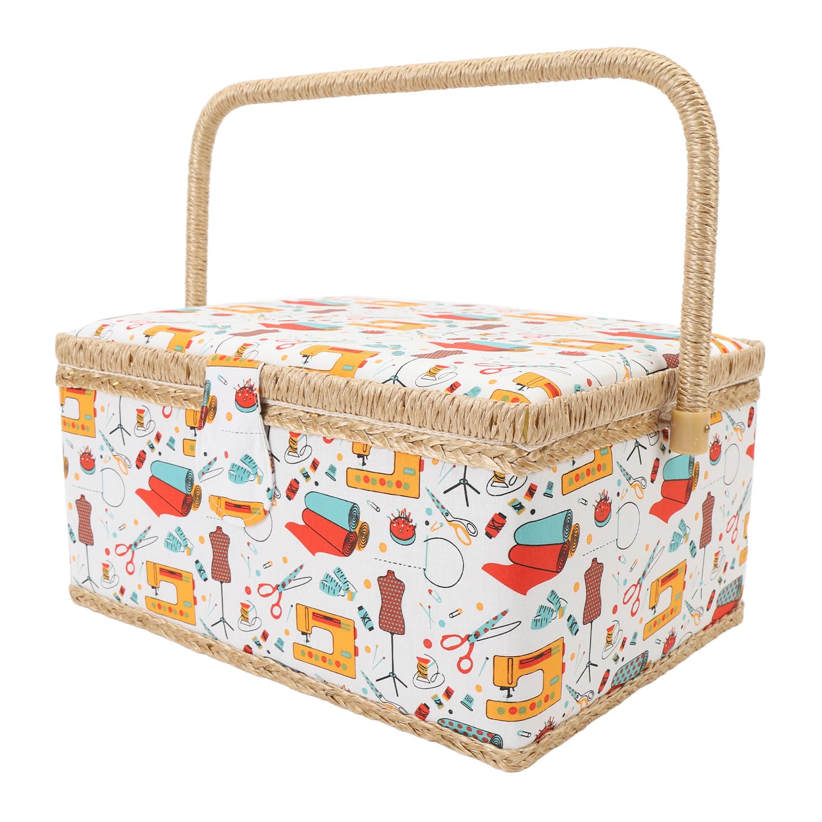 Cesto di cucito, scatola da cucito di grande capacità per forniture per cucire scatola di stoccaggio da cucito con organizzatore di scatole da cucito per vassoio di plastica