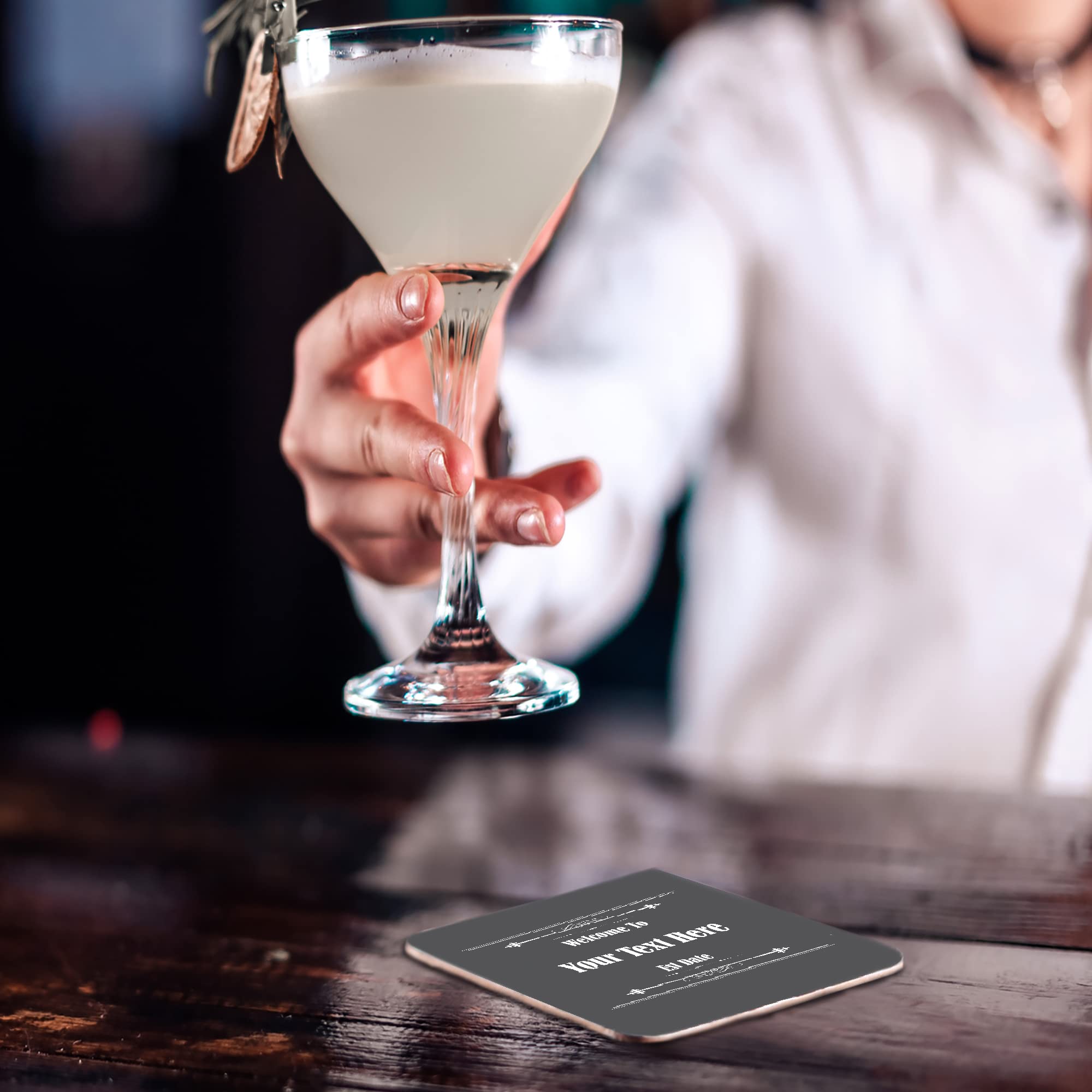 Beer Mats Pack Of 24 - Absorbent Recyclable Cardboard Drink Mat Coasters 95mm X 95mm X 1mm Square - Accessories For Home Bars Pubs - Cocktail Recipes - View #2