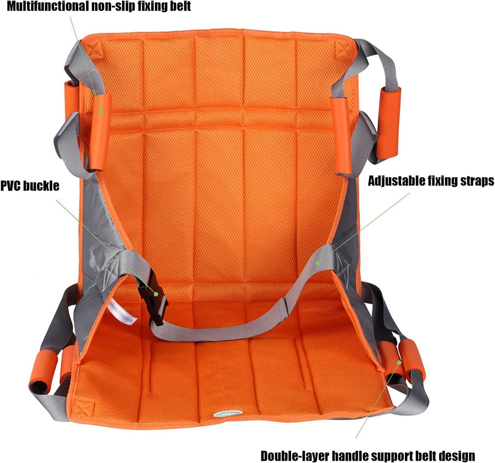 Silla elevadora de transferencia para pacientes, cojín de asiento con arnés de transferencia para sillas de ruedas para subir escaleras, con 8 asas, arnés de elevación duradero para ancianos, person