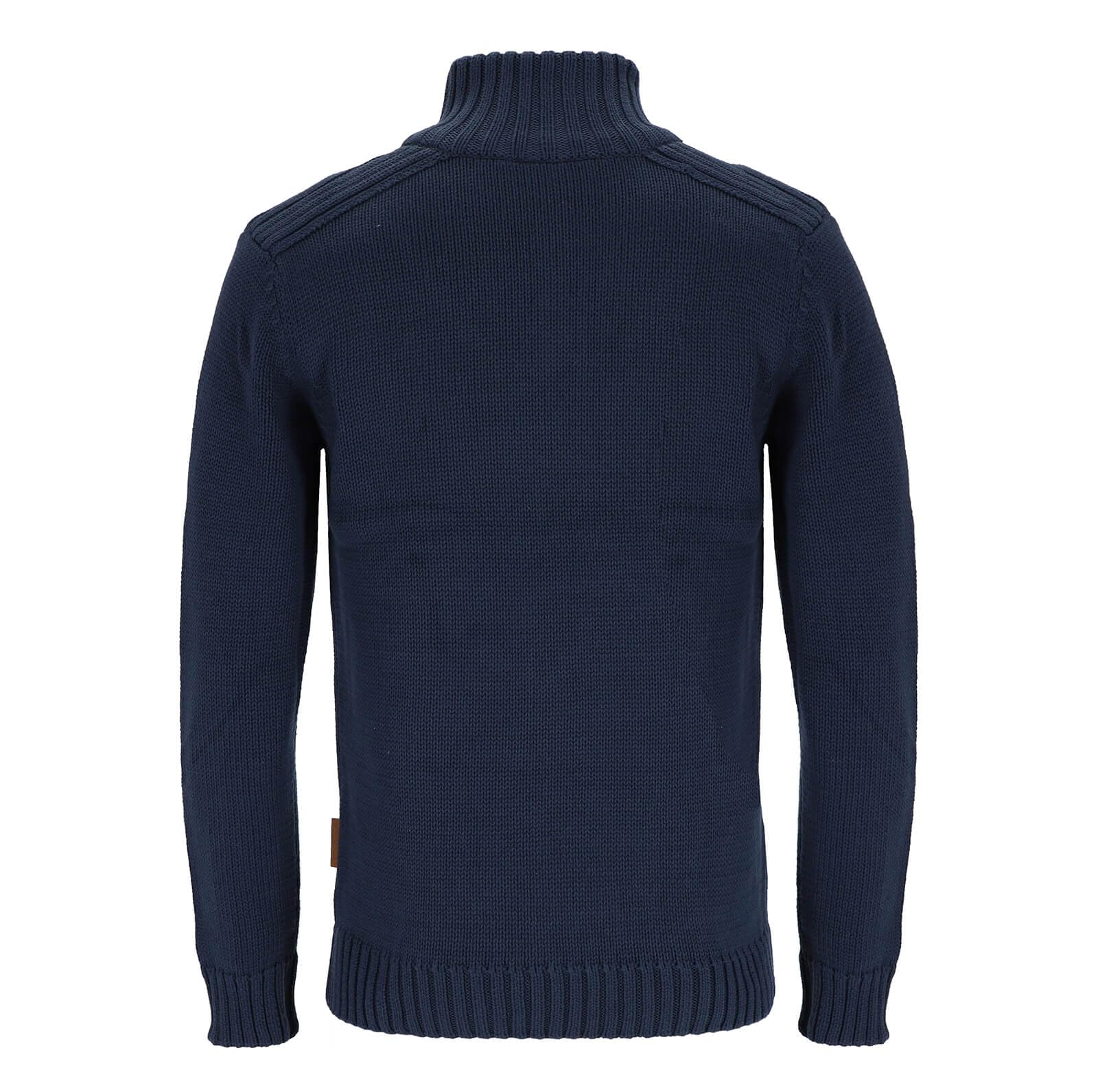 tomBrook Herren Strick-Troyer Unifarben - Troyer-Pullover Strickpullover mit Stehkragen und Reißverschluss in Grau-Grün Größe S